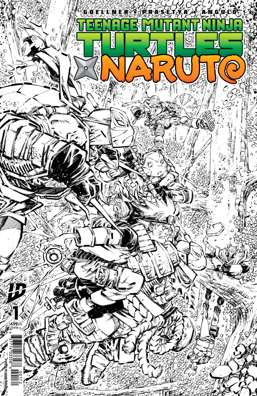 Teenage Mutant Ninja Turtles X Naruto #1 2nd Print 10 Copy Black & White